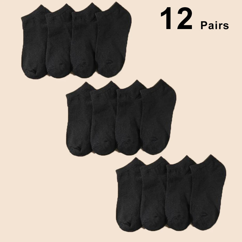 12 Pairs of Solid Color Socks 12 Pairs of Men's Solid Color Socks Blue Wolf Store One Size 12 Pairs Black