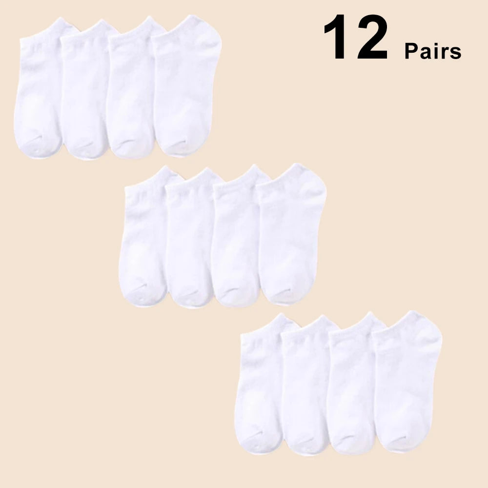 12 Pairs of Solid Color Socks 12 Pairs of Men's Solid Color Socks Blue Wolf Store One Size 12 Pairs White
