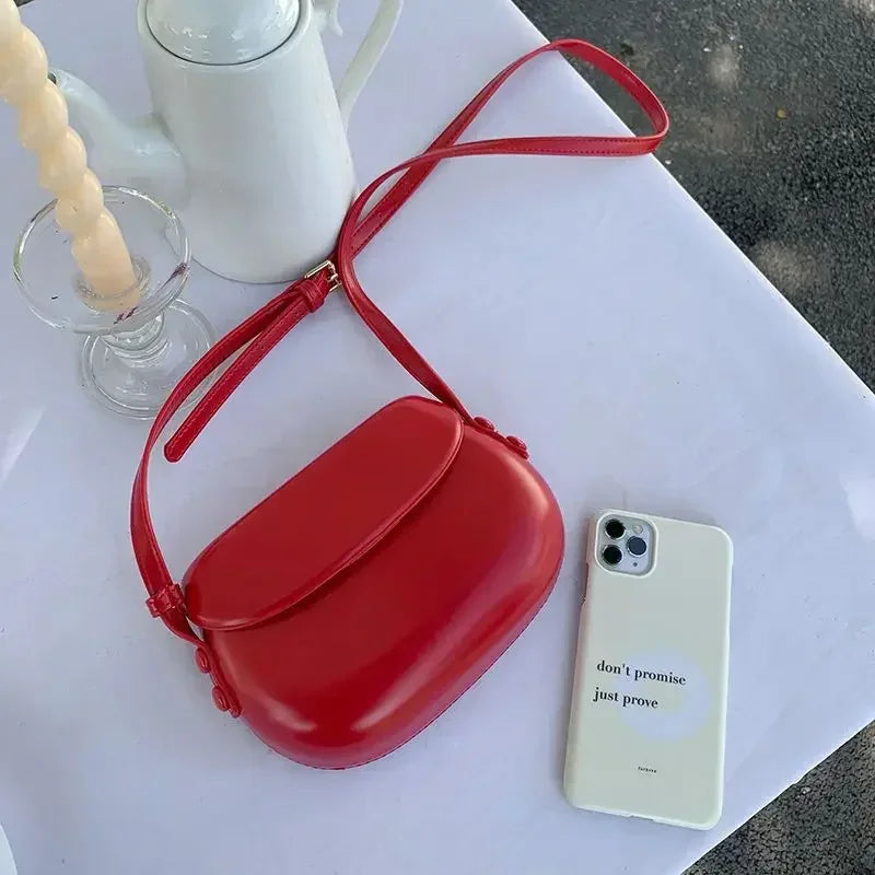2024 Flap Crossbody Bags Women Mini PU Leather Shoulder Purses and Handbags for Girls Ladies Phone Simple Solid Designer Bag Blue Wolf Store Red 1