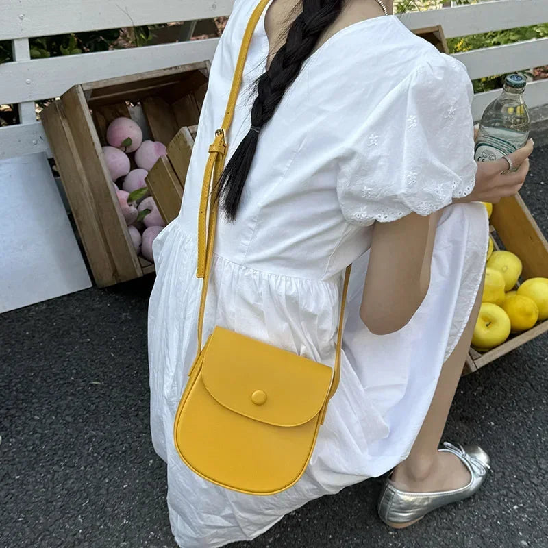 2024 Flap Crossbody Bags Women Mini PU Leather Shoulder Purses and Handbags for Girls Ladies Phone Simple Solid Designer Bag Blue Wolf Store Yellow