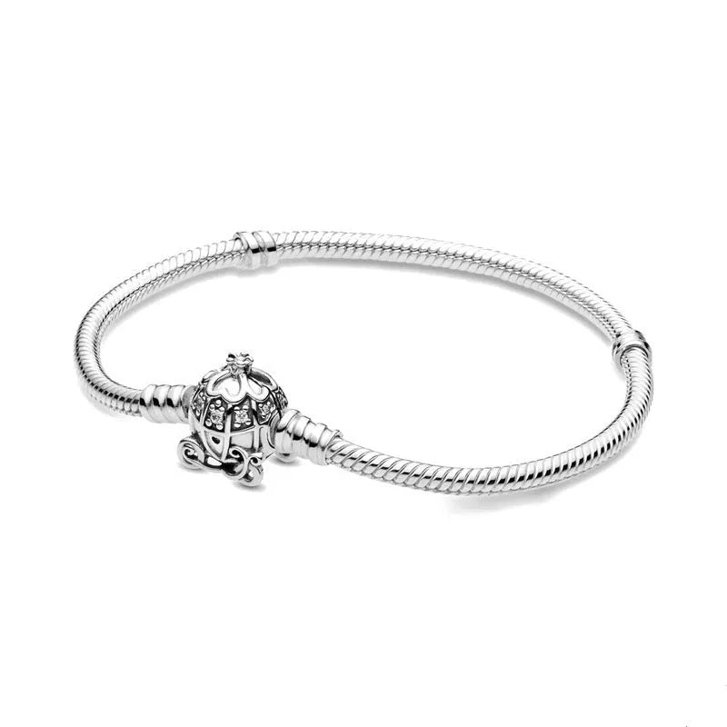 925 Silver European White Stone Star Leaf Clasp Clip Snake Chain Size 16-21cm Bracelet Bangles Jewelry Accessories Charm Blue Wolf Store Z019 16cm