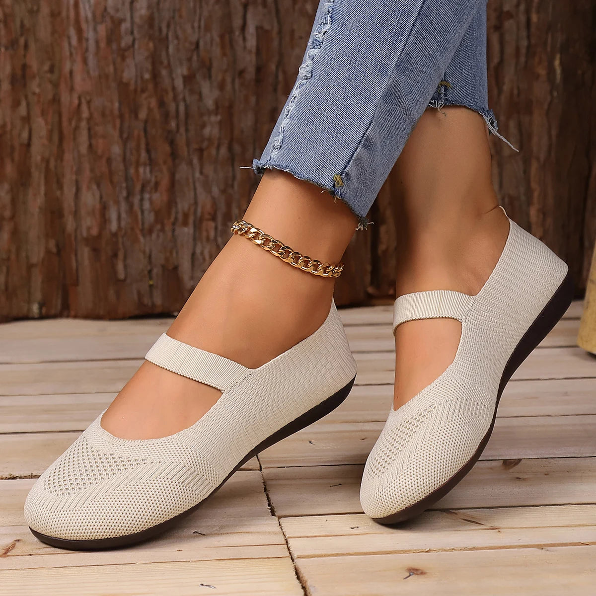 AirLuxe Comfortable Women's Flats AirLuxe Comfortable Women's Flats Blue Wolf Store Beige 5 US / 3 UK/AU