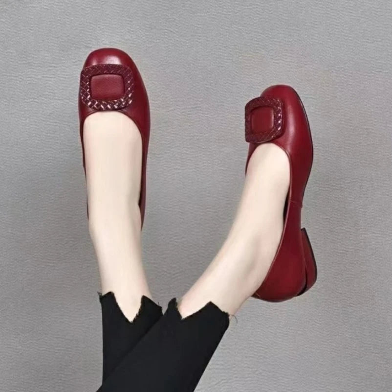 Bellaviz Feminine Leather Flats Bellaviz Feminine Leather Flats Blue Wolf Store Red US 5 / UK 2