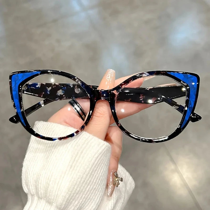 Blue Light Blocking Cat Eye Glasses with Gradient Color Frame, Transparent Lenses for Men and Women Blue Wolf Store
