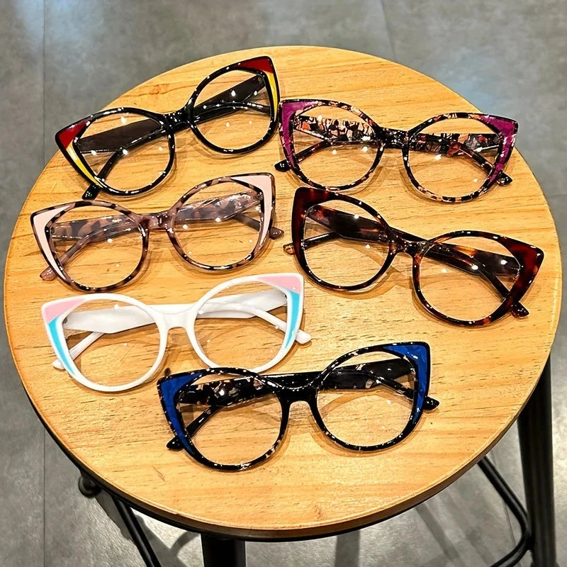 Blue Light Blocking Cat Eye Glasses with Gradient Color Frame, Transparent Lenses for Men and Women Blue Wolf Store