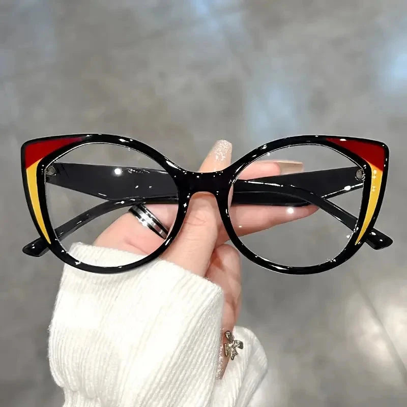 Blue Light Blocking Cat Eye Glasses with Gradient Color Frame, Transparent Lenses for Men and Women Blue Wolf Store black
