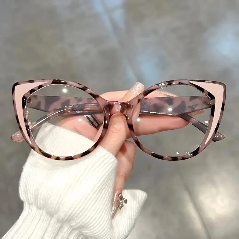 Blue Light Blocking Cat Eye Glasses with Gradient Color Frame, Transparent Lenses for Men and Women Blue Wolf Store Pink