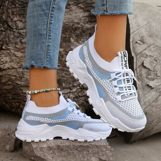 Breathable Women's Colorblock Sneakers Breathable Women's Colorblock Sneakers Blue Wolf Store