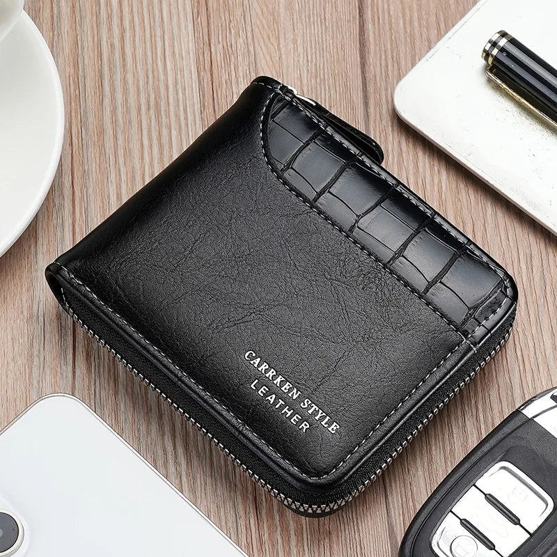 Carrken Luxury Men's Leather Wallet Carrken Luxury Men's Leather Wallet Blue Wolf Store Black