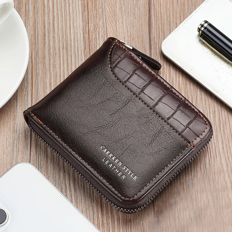Carrken Luxury Men's Leather Wallet Carrken Luxury Men's Leather Wallet Blue Wolf Store Coffee