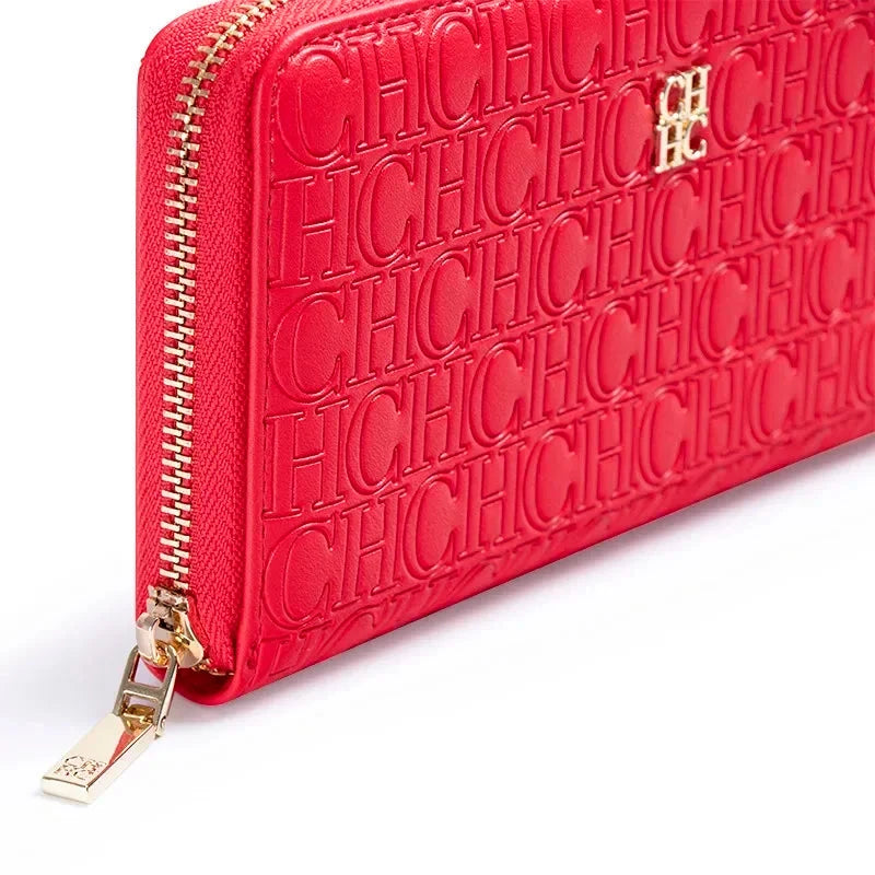 CH Women's Solid Colour Long Wallet Niche Design Fashion Simple Large Capacity Bag Luxury Temperament Vintage Classic Wallet Blue Wolf Store