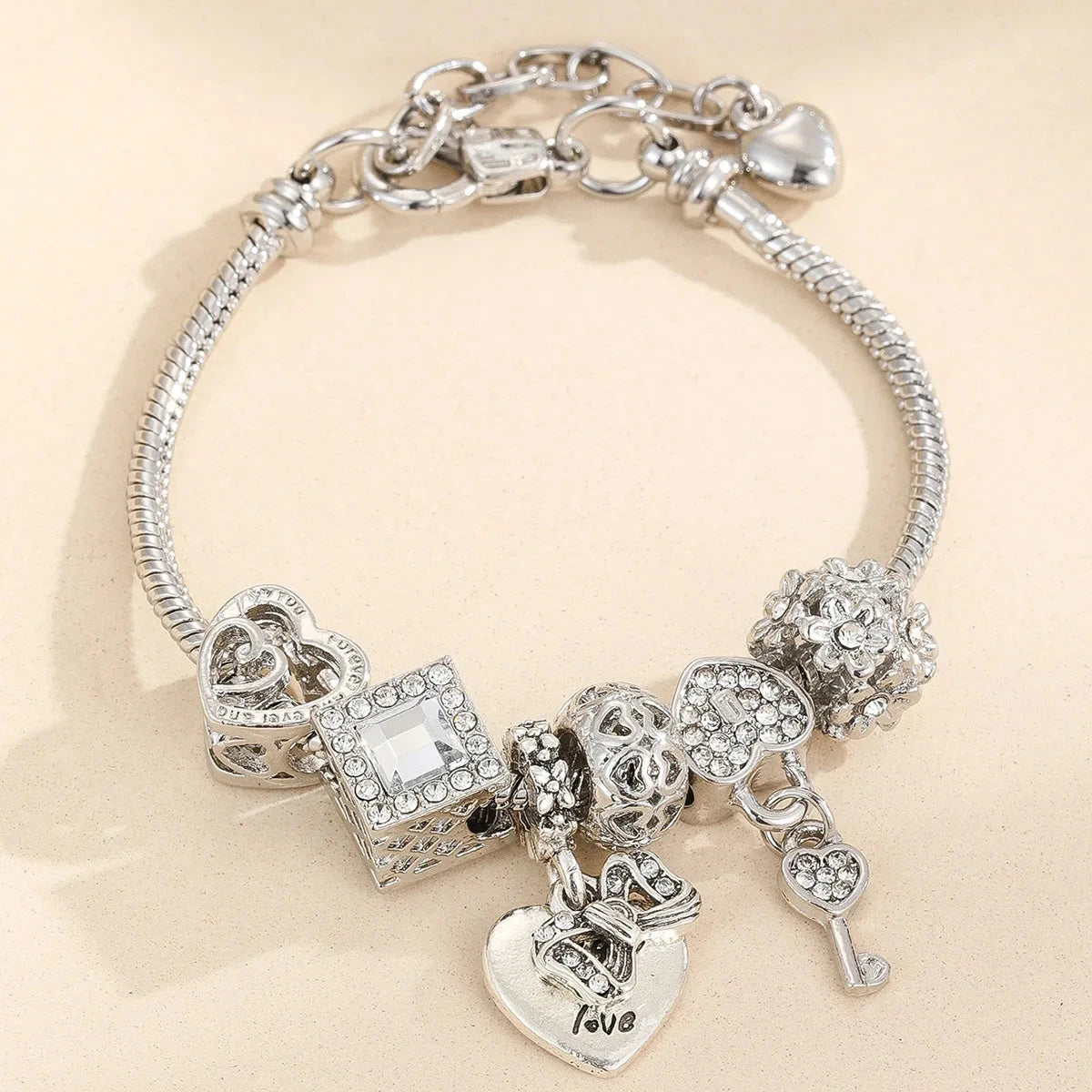 Charm Love Bracelet Charm Love Bracelet Blue Wolf Store Silver6