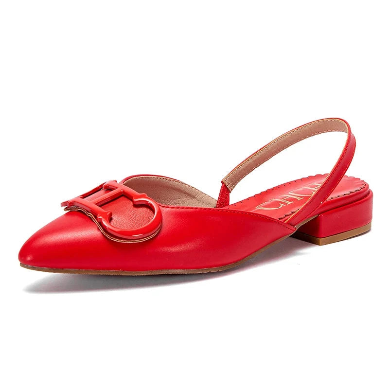 CHCH Women's Sandals 2024 New Black Pointed Flat bottomed loafers Simple Black Business Women's Shoes Blue Wolf Store red 43