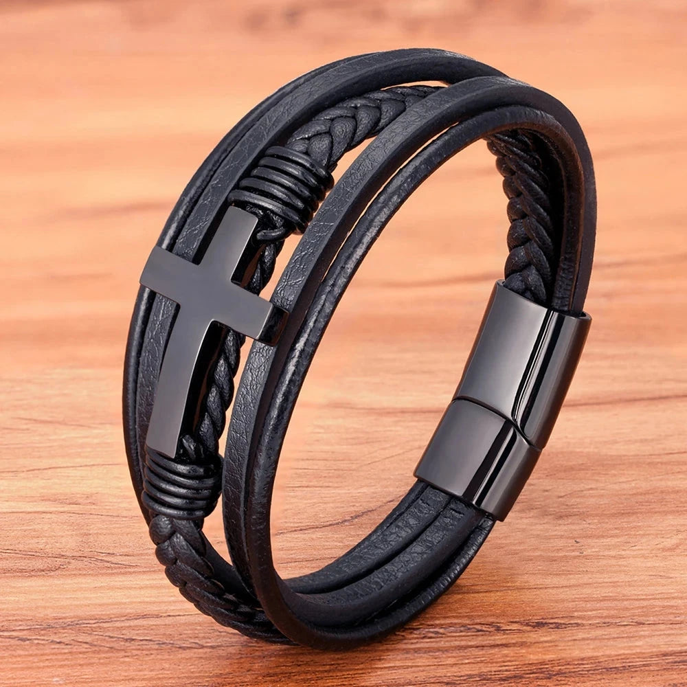 Classic Men's Leather Bracelet Classic Men's Leather Bracelet Blue Wolf Store