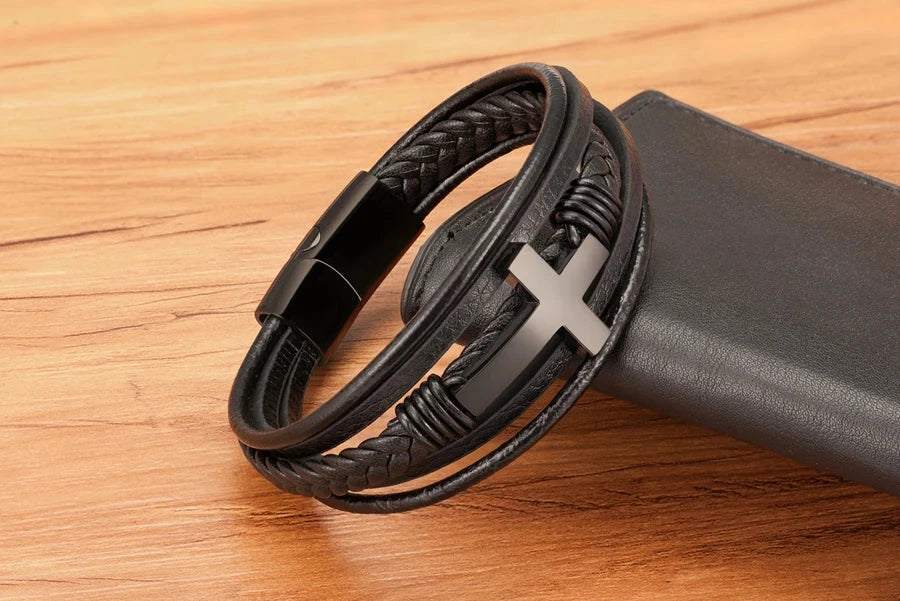 Classic Men's Leather Bracelet Classic Men's Leather Bracelet Blue Wolf Store