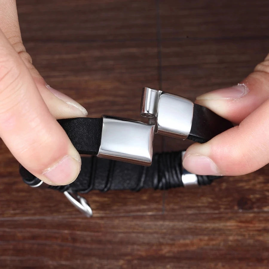 Classic Men's Leather Bracelet Classic Men's Leather Bracelet Blue Wolf Store