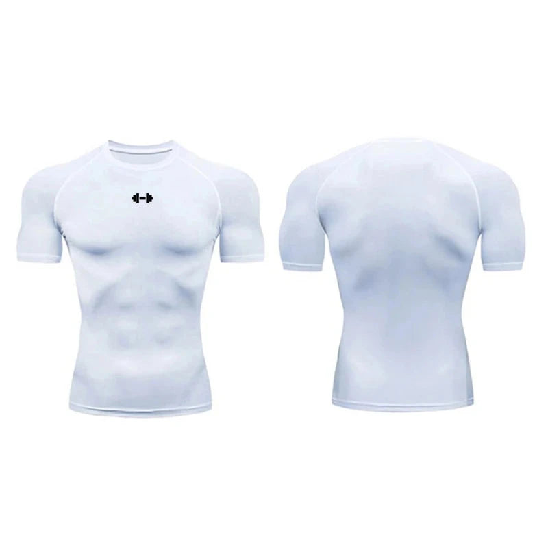 Compression T Shirt Men Summer Sportswear Running T-shirt Elastic Quick Dry Sport Tops Tee Athletic Gym Workout Shirts Men Blue Wolf Store