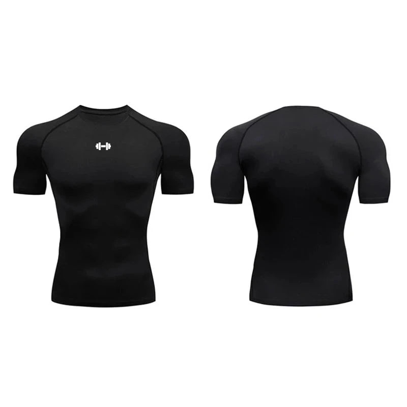 Compression T Shirt Men Summer Sportswear Running T-shirt Elastic Quick Dry Sport Tops Tee Athletic Gym Workout Shirts Men Blue Wolf Store
