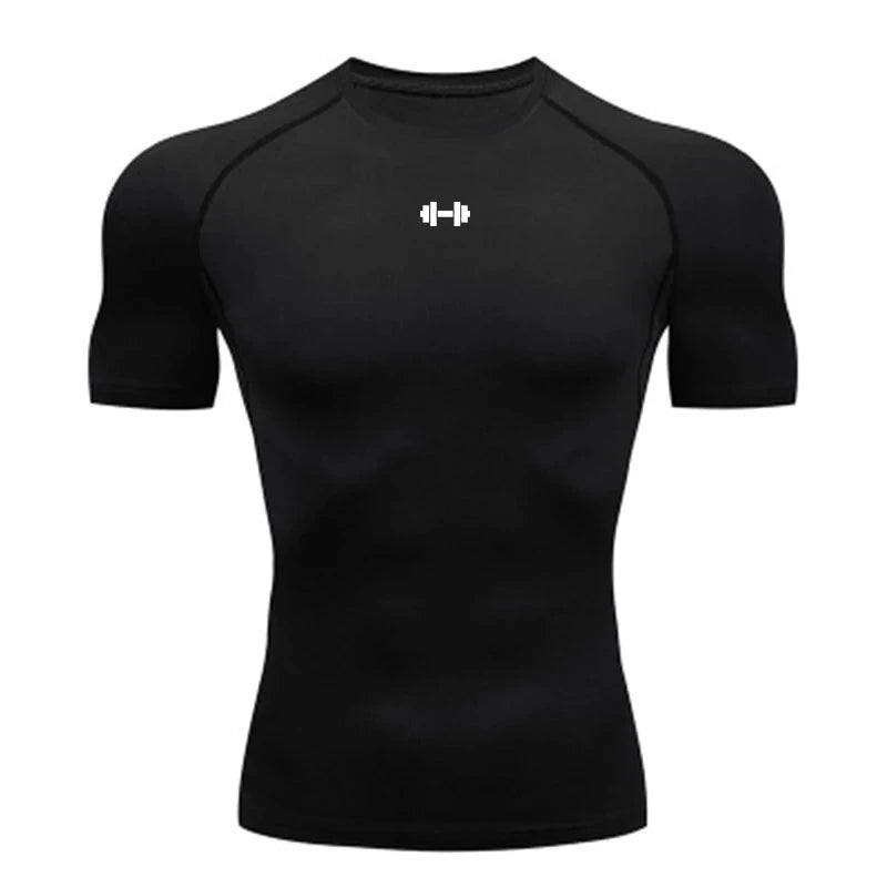 Compression T Shirt Men Summer Sportswear Running T-shirt Elastic Quick Dry Sport Tops Tee Athletic Gym Workout Shirts Men Blue Wolf Store