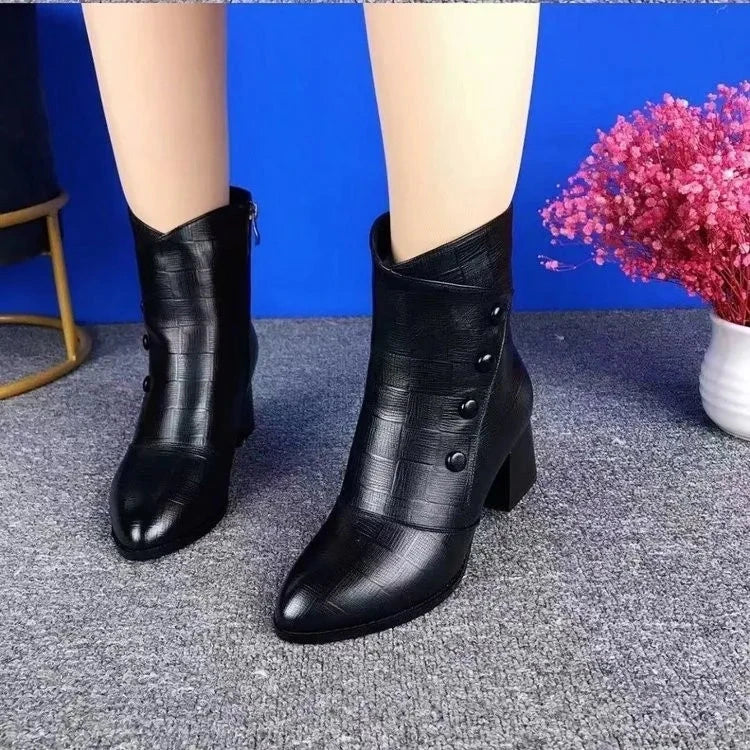 Cozy Velvet Winter Leather Boots Cozy Velvet Winter Leather Boots Blue Wolf Store