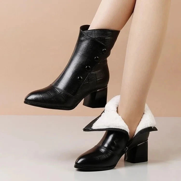 Cozy Velvet Winter Leather Boots Cozy Velvet Winter Leather Boots Blue Wolf Store