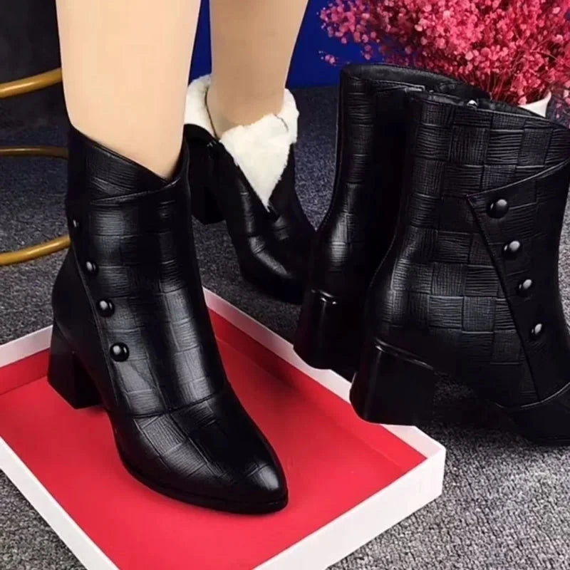 Cozy Velvet Winter Leather Boots Cozy Velvet Winter Leather Boots Blue Wolf Store