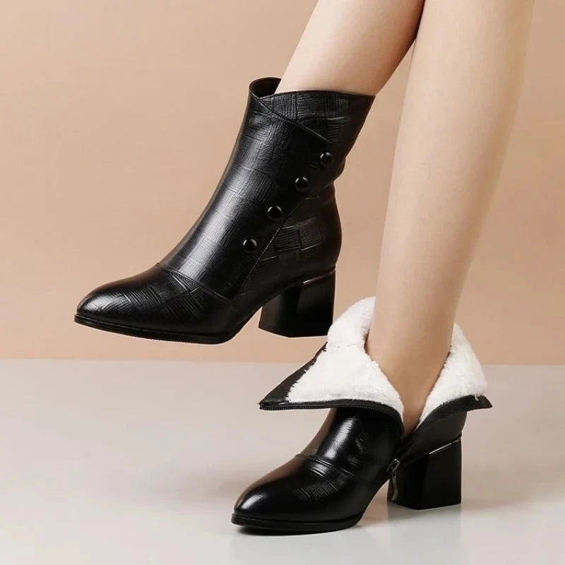 Cozy Velvet Winter Leather Boots Cozy Velvet Winter Leather Boots Blue Wolf Store