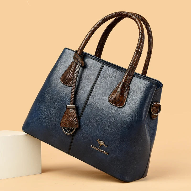 Donnatela Women's Leather Bag Blue Wolf Store