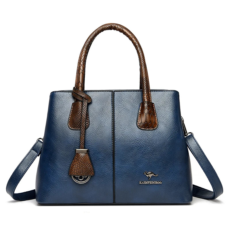 Donnatela Women's Leather Bag Blue Wolf Store Blue