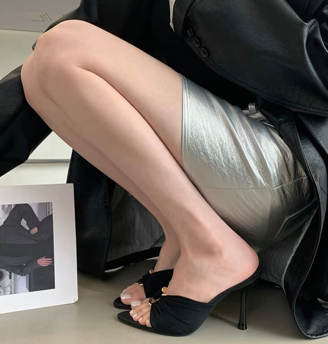 Eilyken Summer Woman Slippers Fashion Open Toe Thin High Heels Shoes Street Style Stripper Party Slides Zapatos De Mujer Blue Wolf Store