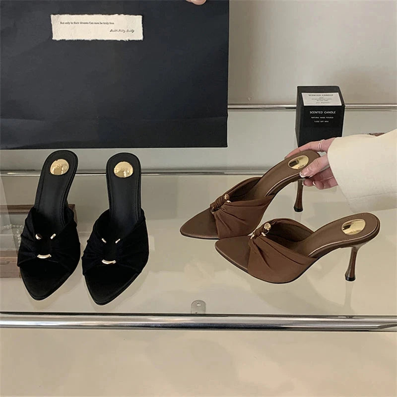 Eilyken Summer Woman Slippers Fashion Open Toe Thin High Heels Shoes Street Style Stripper Party Slides Zapatos De Mujer Blue Wolf Store