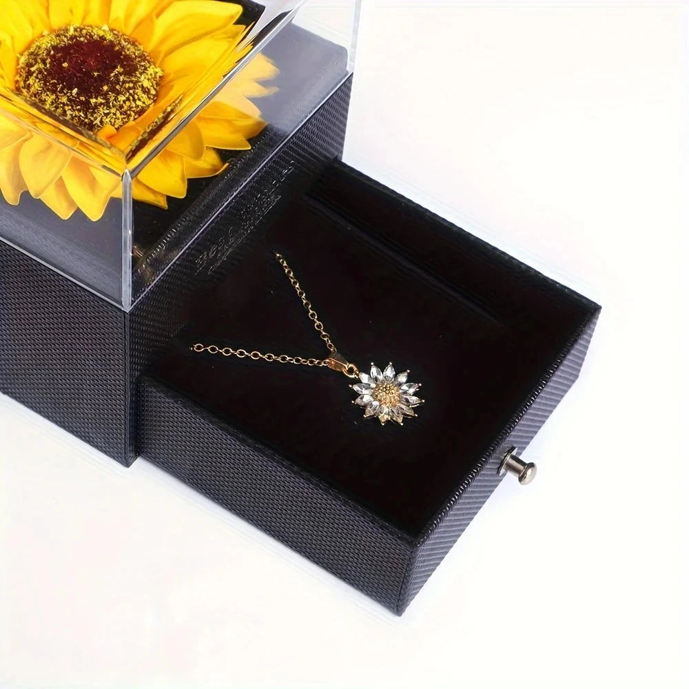 Elegant Sunflower Necklace Gift Set - Celebrate Love, Loyalty Blue Wolf Store