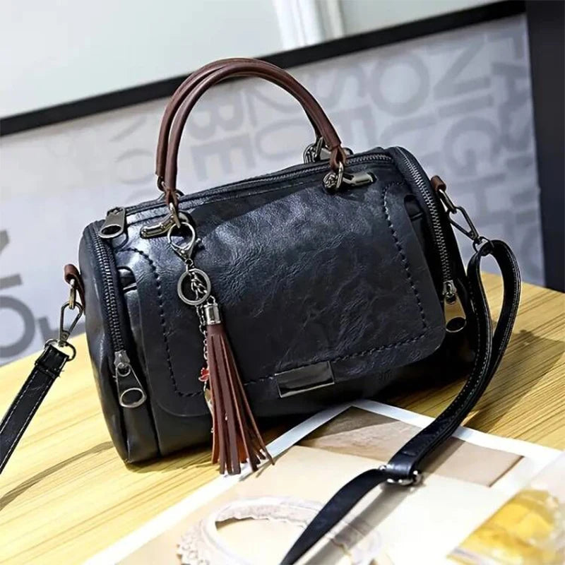 Elegant Women's Leather Shoulder Bag Alice Elegant Women's Leather Shoulder Bag Alice Blue Wolf Store Black