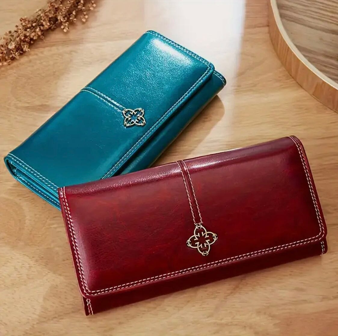 Elysia Women's Long Leather Wallet Elysia Women's Long Leather Wallet Blue Wolf Store