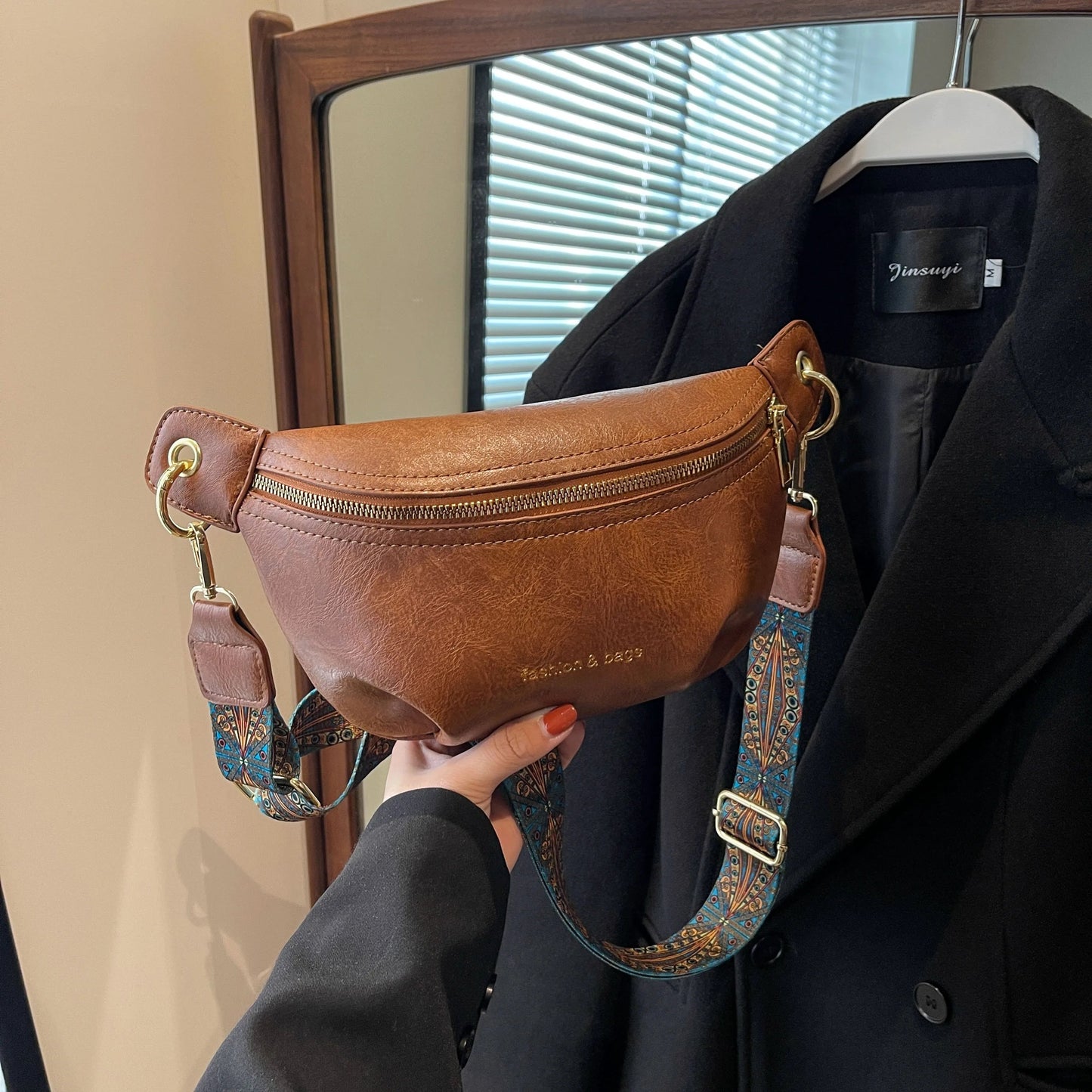 Estelle Retro Leather Crossbody Vintage Bag Estelle Retro Leather Crossbody Vintage Bag Blue Wolf Store