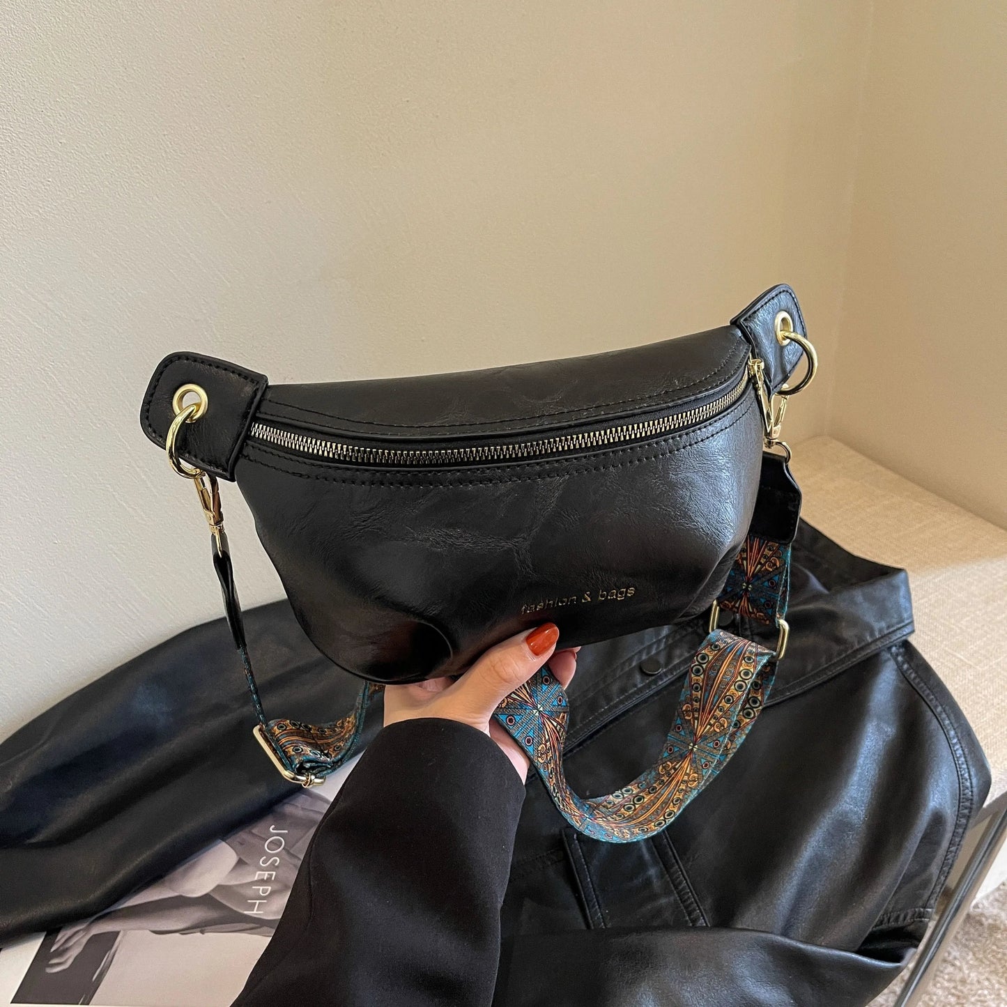 Estelle Retro Leather Crossbody Vintage Bag Estelle Retro Leather Crossbody Vintage Bag Blue Wolf Store Black