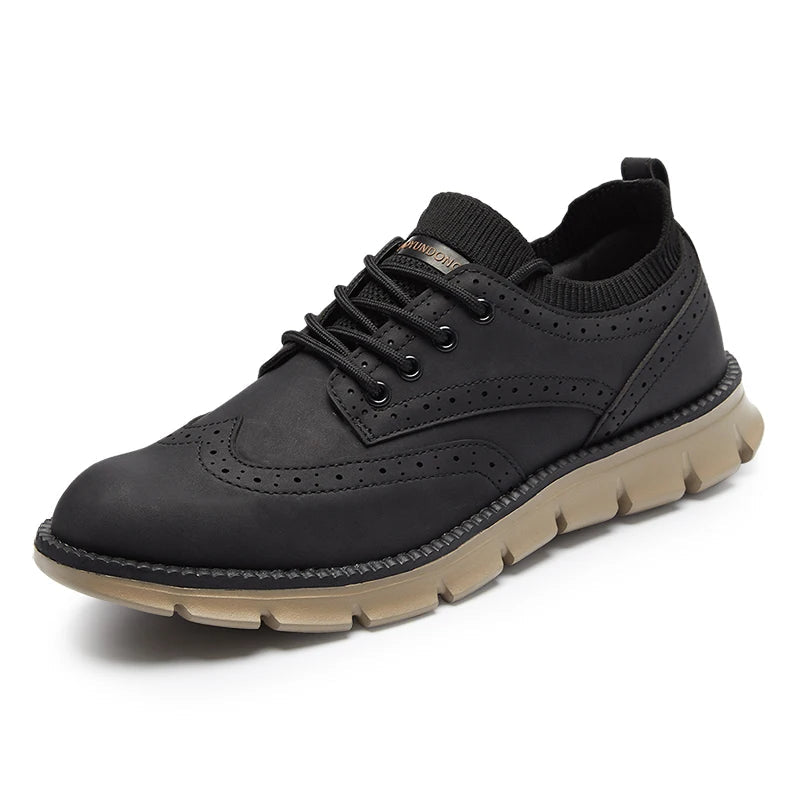 Everett Ultra Comfortable Leather Men's Sneakers Everett Ultra Comfortable Leather Men's Sneakers Blue Wolf Store Black 7.5 US / 7 UK