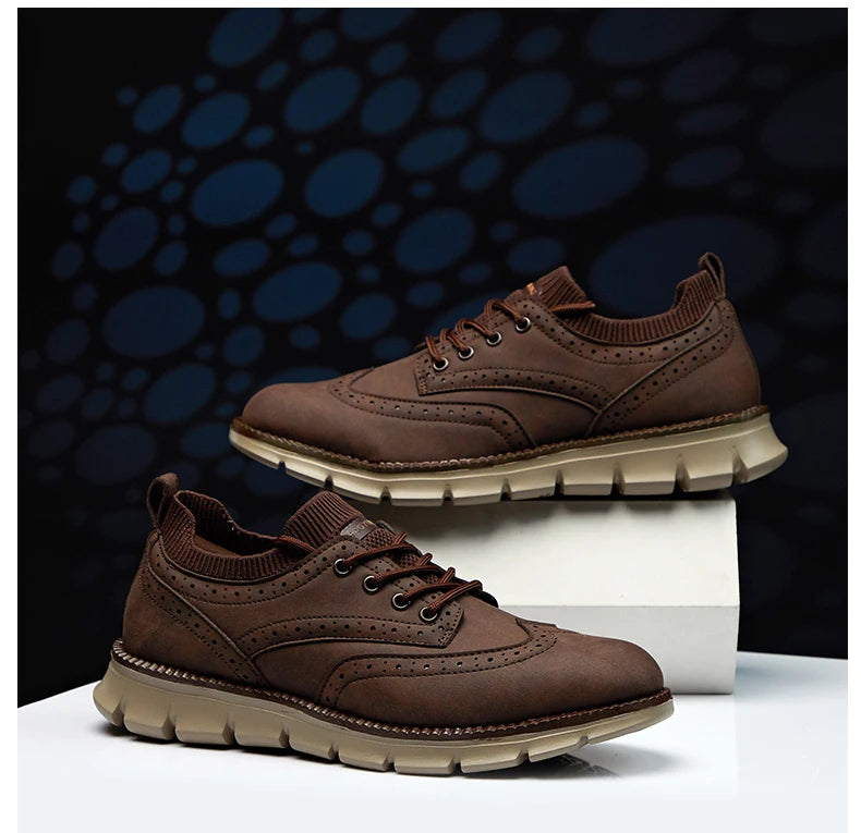 Everett Ultra Comfortable Leather Men's Sneakers Everett Ultra Comfortable Leather Men's Sneakers Blue Wolf Store Coffee 7.5 US / 7 UK