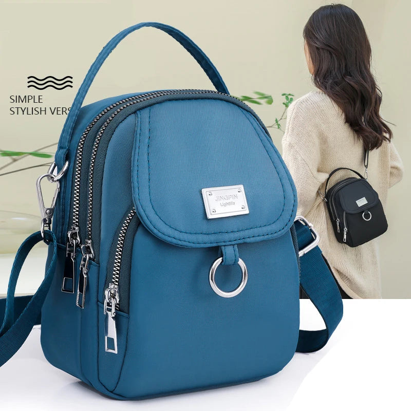 Fashion 3 Layers Women Small Handbag High Quality Durable Fabric Female Shoulder Bag Prettry Style Girls Lovely Mini Bag Blue Wolf Store