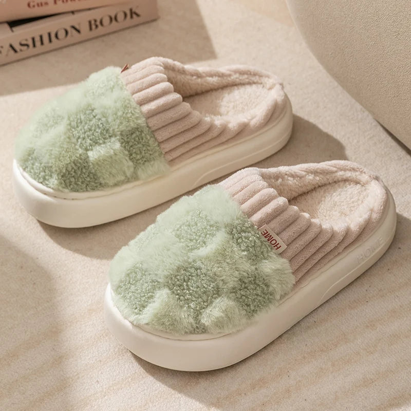 Fashion Plaid Slipper Flip Flop for Women and Men Fashion Plaid Slipper Flip Flop for Women and Men Blue Wolf Store EU36-37/UK3.5-4/US5-6 Green