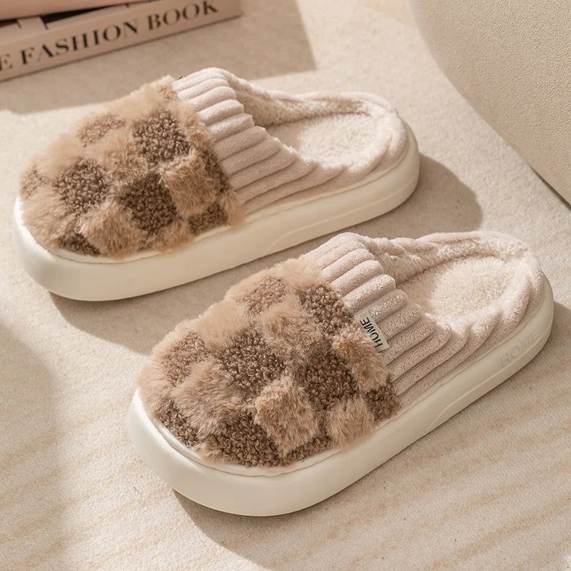 Fashion Plaid Slipper Flip Flop for Women and Men Fashion Plaid Slipper Flip Flop for Women and Men Blue Wolf Store EU38-39/UK5-6/US7-8 Chocolate