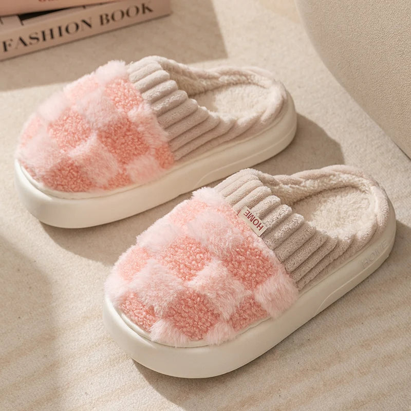 Fashion Plaid Slipper Flip Flop for Women and Men Fashion Plaid Slipper Flip Flop for Women and Men Blue Wolf Store EU44-45/UK10.5-11/US12.5-13 Pink
