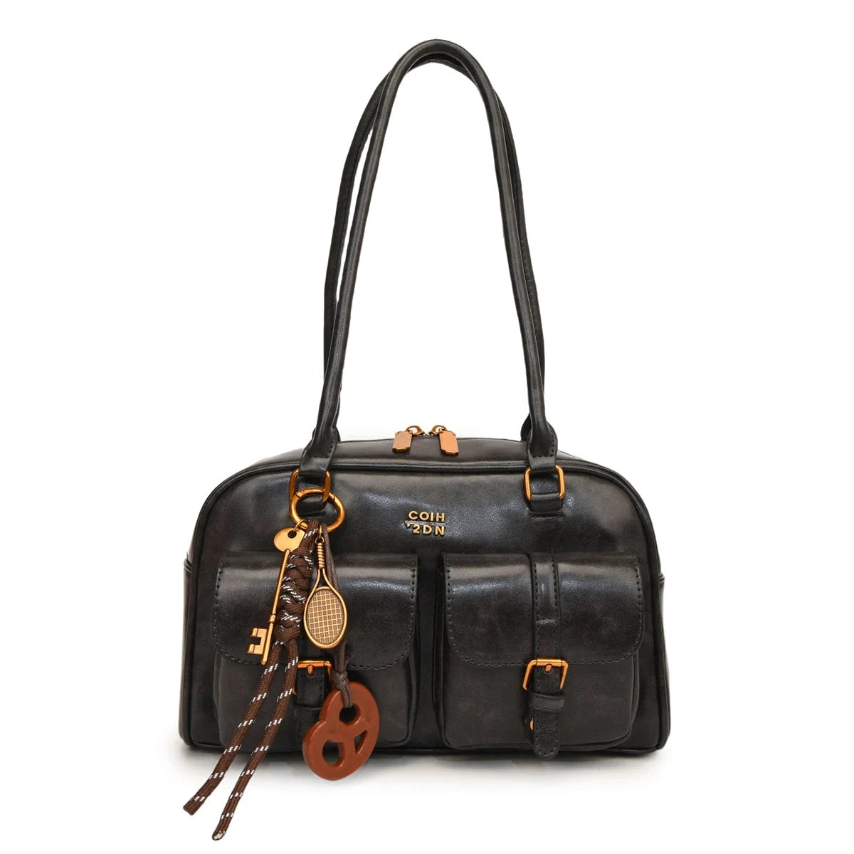 Fashionable retro high-quality shoulder bag, niche design with bread knot pendant, simple and high-value underarm bag, Blue Wolf Store