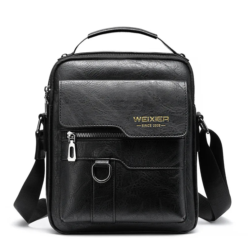 Forgeweix Men's Leather Crossbody Bag Forgeweix Men's Leather Crossbody Bag Blue Wolf Store Black