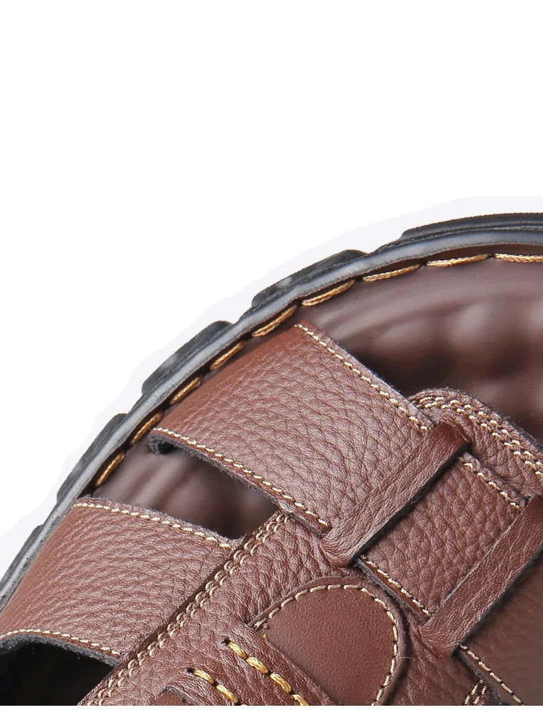 Genuine Leather Men Sandals Men's Massage Sandals Outdoor Non-Slip Beach Shoes Men's Durable Treking Sports Sandals Big Size 48 Blue Wolf Store