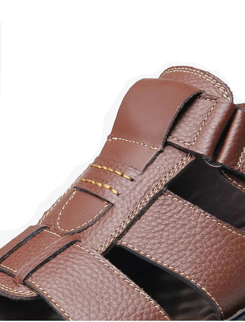 Genuine Leather Men Sandals Men's Massage Sandals Outdoor Non-Slip Beach Shoes Men's Durable Treking Sports Sandals Big Size 48 Blue Wolf Store