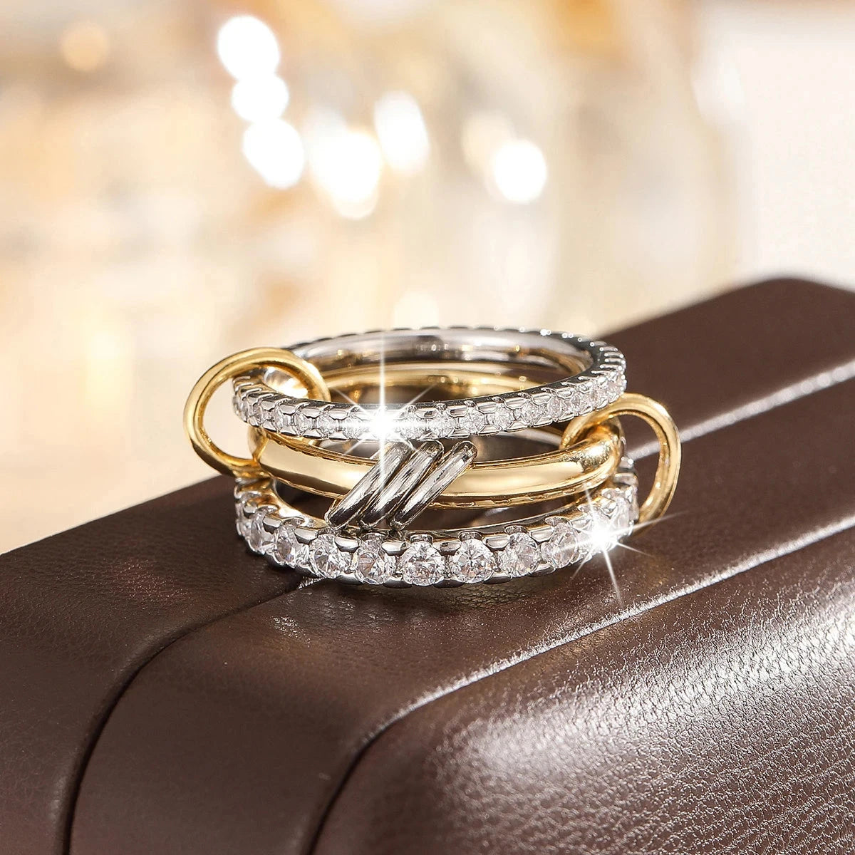 Golden Aura – Hypoallergenic Women’s Ring with Zirconia Golden Aura – Hypoallergenic Women’s Ring with Zirconia Blue Wolf Store