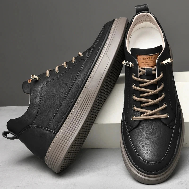 Italian Brand Men's Genuine Leather Casual Shoes Fashionable Beige Men's Hiking Shoes Camping High Top Shoes Big Size:36-47 Blue Wolf Store