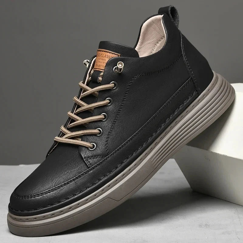 Italian Brand Men's Genuine Leather Casual Shoes Fashionable Beige Men's Hiking Shoes Camping High Top Shoes Big Size:36-47 Blue Wolf Store