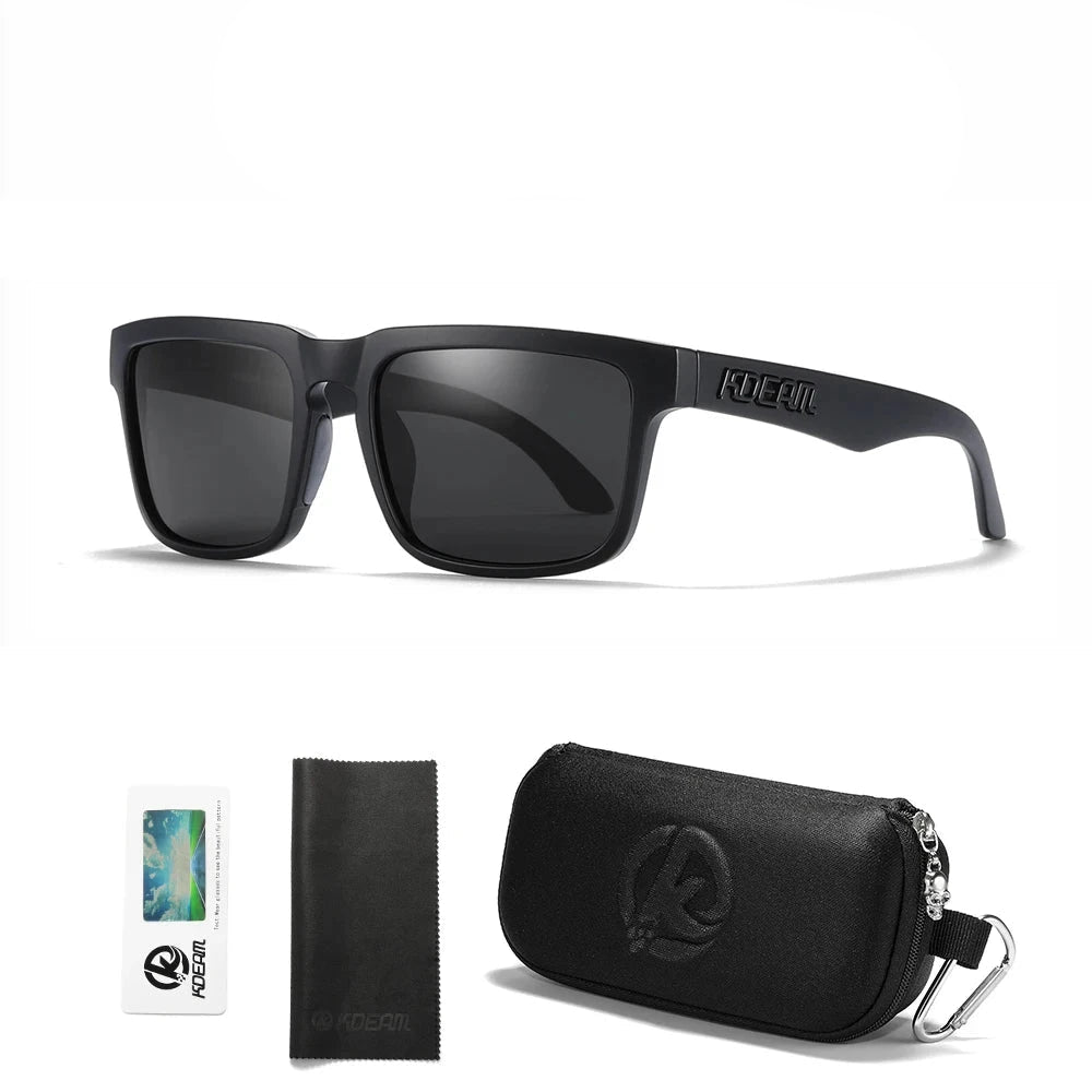 KDEAM Men's Polarized Sunglasses Square Casual Outdoors Sun Glasses Women Unisex Sunglass For Couple With Zipper Case Blue Wolf Store C1 black